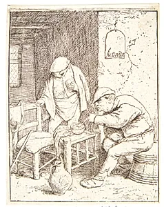 Tre bønder, der ryger og drikker i en krostue by Adriaen van Ostade