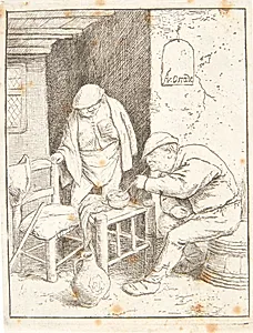 Tre bønder, der ryger og drikker i en krostue by Adriaen van Ostade
