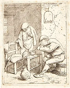 Tre bønder, der ryger og drikker i en krostue by Adriaen van Ostade