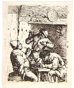 Tre bønder, der ryger og drikker i en krostue by Adriaen van Ostade