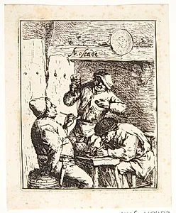Tre bønder, der ryger og drikker i en krostue by Adriaen van Ostade