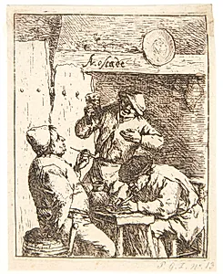 Tre bønder, der ryger og drikker i en krostue by Adriaen van Ostade