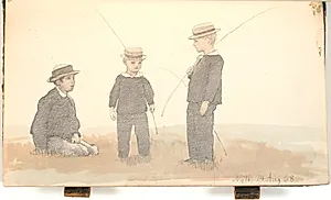 Tre drenge med stråhatte by P.C. Skovgaard