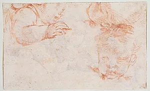 Tre drengehoveder. Studier til dørstykke på Amalienborg by Francois Boucher