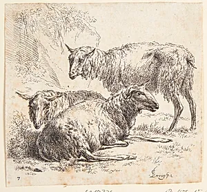 Tre får by Nicolaes Berchem
