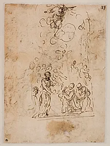 Tre figurer, der døbes by Jacopo Palma (il Giovane)