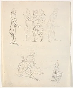 Tre figurskitser. Teaterscener? by C.A. Lorentzen