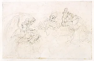 Tre helgener: Vincent Ferrer, en pave og Anton af Padova by Francesco Solimena
