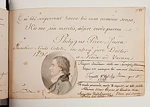 Tre hilsner fra Philippus P. Rusca og Hornemans profilportræt af samme(?)