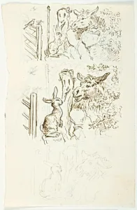Tre illustrationsudkast til H.C. Andersen, Hurtigløberne by Lorenz Frølich