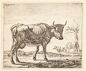 Tre køer by Adriaen van de Velde