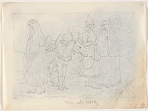Tre portugisiske kvinder med et æsel by J.F. Clemens