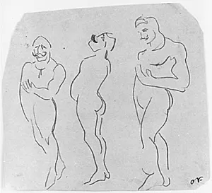 Tre studier af en stående akrobat i trikot by Emile Othon Friesz