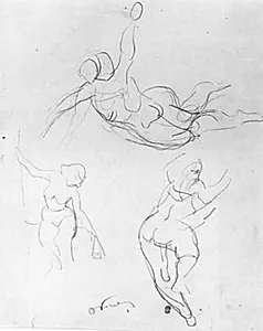 Tre studier af kvindelige akrobater i en trapez by Emile Othon Friesz