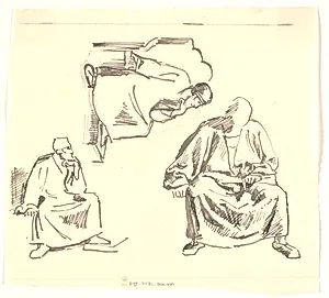 Tre studier af siddende, skægget mand. Saul by Joakim Skovgaard