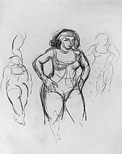Tre studier af stående, kvindelig akrobat by Emile Othon Friesz