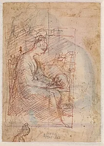 Tre studier til Maria Magdalene i profil mod højre by Alessandro Casolani