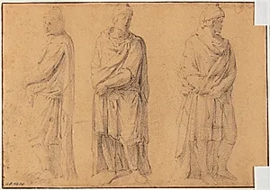 Tre tegninger af en antik statue af en slave by Filippo Paladini