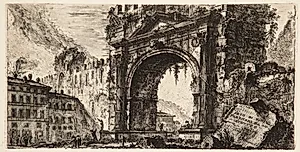 Triumfbuen i Rimini, bygget af Augustus by Giovanni Battista Piranesi