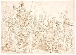 Triumfvogn. Bellum (krig) by Maarten van Heemskerck