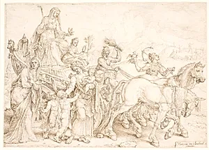Triumfvogn. Humilitas (ydmyghed) by Maarten van Heemskerck
