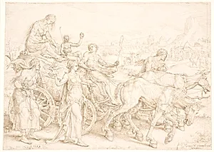 Triumfvogn. Inopia (nød) by Maarten van Heemskerck