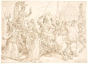 Triumfvogn. Superbia (stolthed) by Maarten van Heemskerck