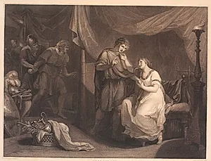 Troilus overrasker Cressida og Diomedes. Fra William Shakespeares "Troilus og Cresida", 5 akt, 2 scene by Luigi Schiavonetti