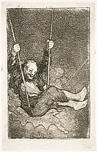Troldmand i en gynge (Viejo columpiándose) by Francisco de Goya