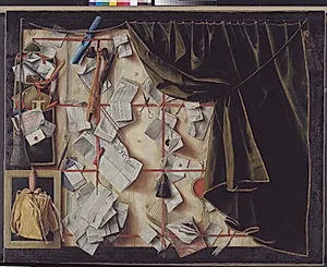 Trompe l'oeil med en brevvæg med Frederik III's proklamation