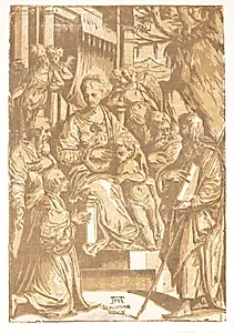 Tronende Maria med Jesusbarnet og helgener by Alessandro Gandini