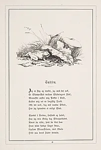 Tudsen. Illustration til H.V. Kaalund, "Fabler for Børn" by H.P. Hansen