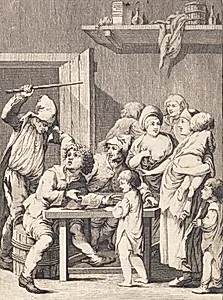 Tyske Jochum forklarer avisen for kvinderne by J.F. Clemens