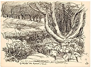 Ud for den imellem Buskene... by Fritz Syberg