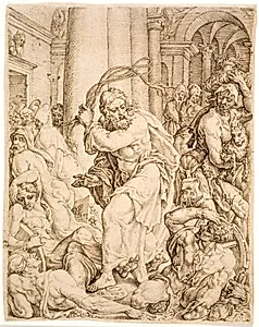Uddrivelsen af templet by Maarten van Heemskerck