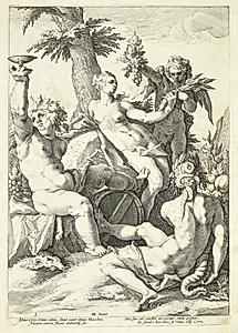 Uden Ceres og Bacchus fryser Ve­nus by Jacob Matham