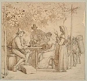 Udenfor et osteri by Wilhelm Marstrand