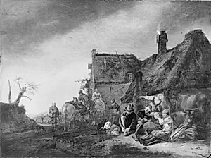 Udenfor kroen by Philips Wouwerman