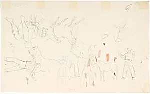 Udkast med heste og mandlige figurer by Lorenz Frølich
