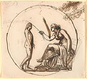 Udkast med to figurer til Frigørelsesrelieffet til Frihedsstøtten by Nicolai Abildgaard