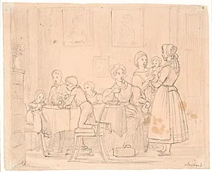 Udkast til det Waagepetersenske Familiebillede by Wilhelm Marstrand