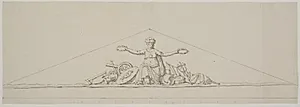 Udkast til en fronton, symboliserende velstanden. by Johan Christoph Petzold