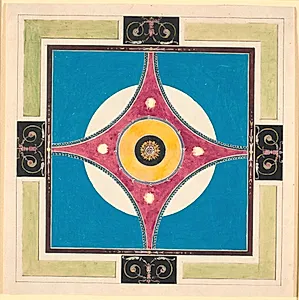 Udkast til en loftsdekoration med cirkler og cirkelsegmenter by Nicolai Abildgaard