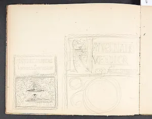 Udkast til forsatsillustration til "Nationale værdier" by Agnes Slott-Møller