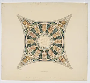 Udkast til freskerne i Viborg Domkirke. Midterhvælvingen by Joakim Skovgaard