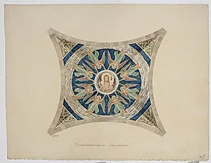 Udkast til freskerne i Viborg Domkirke. Nordre korsarms-hvælvning by Joakim Skovgaard