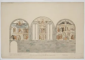 Udkast til freskerne i Viborg Domkirke. Nordre korsarms vægge by Joakim Skovgaard