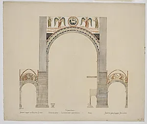 Udkast til freskerne i Viborg Domkirke. Sejrsbuen by Joakim Skovgaard