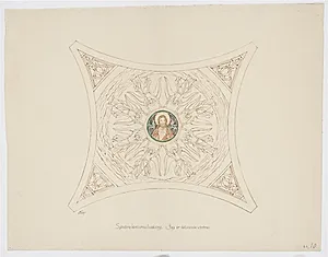 Udkast til freskerne i Viborg Domkirke. Søndre korsarms-hvælvning by Joakim Skovgaard