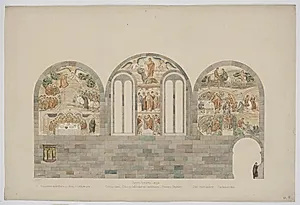 Udkast til freskerne i Viborg Domkirke. Søndre korsarms vægge by Joakim Skovgaard